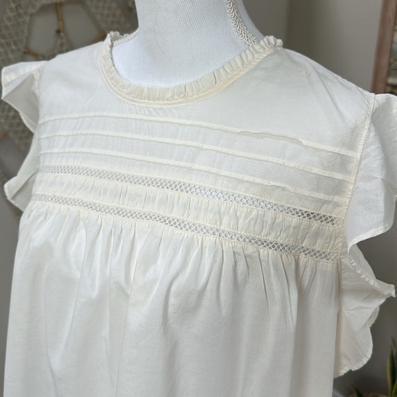 Boho Cotton Pintuck And Crochet Detail Top - Picture 1 of 9